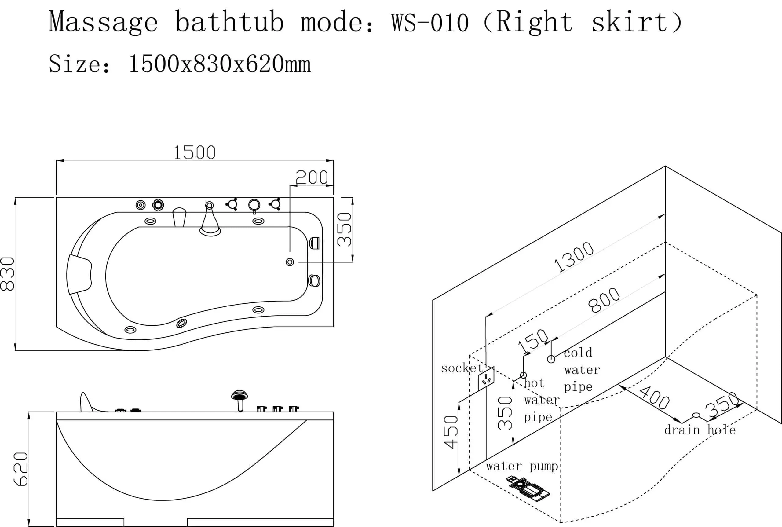 Vasca Idromassaggio Smart Varadero Destra