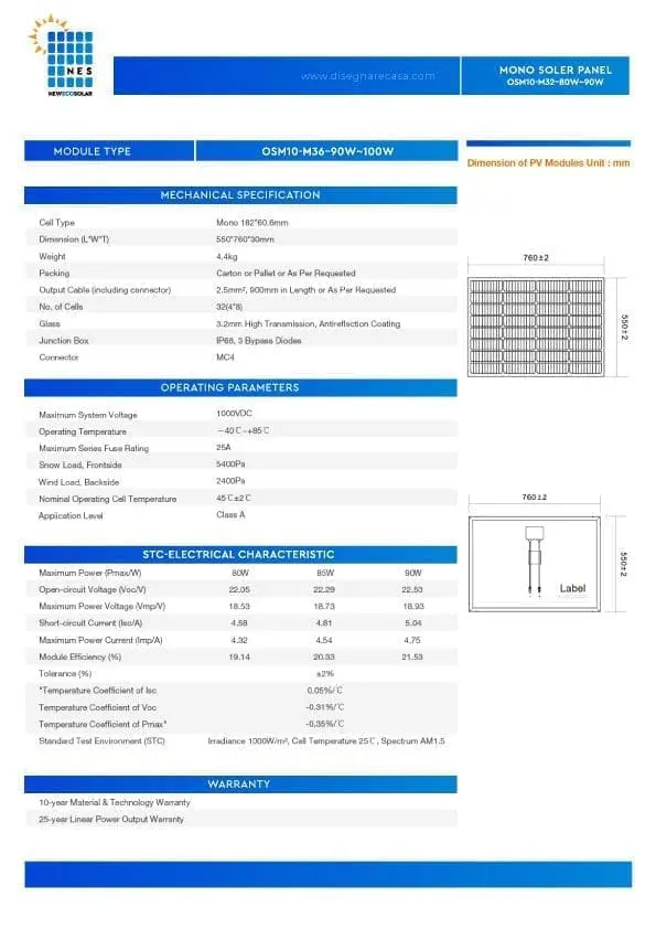 MONO SOLER PANEL-OSM10-M32–80W~90W