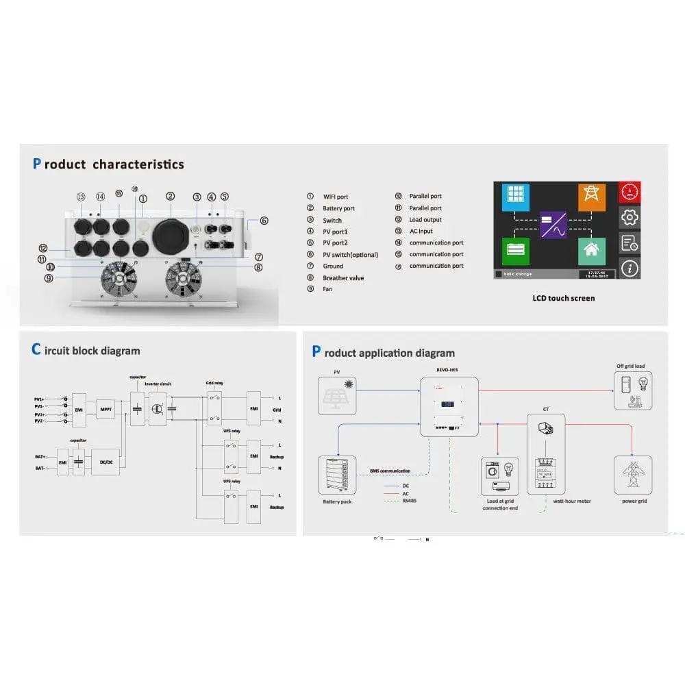 Revo HES Series Hybrid On-Off Grid Energy Soler Inverter 6-8KW