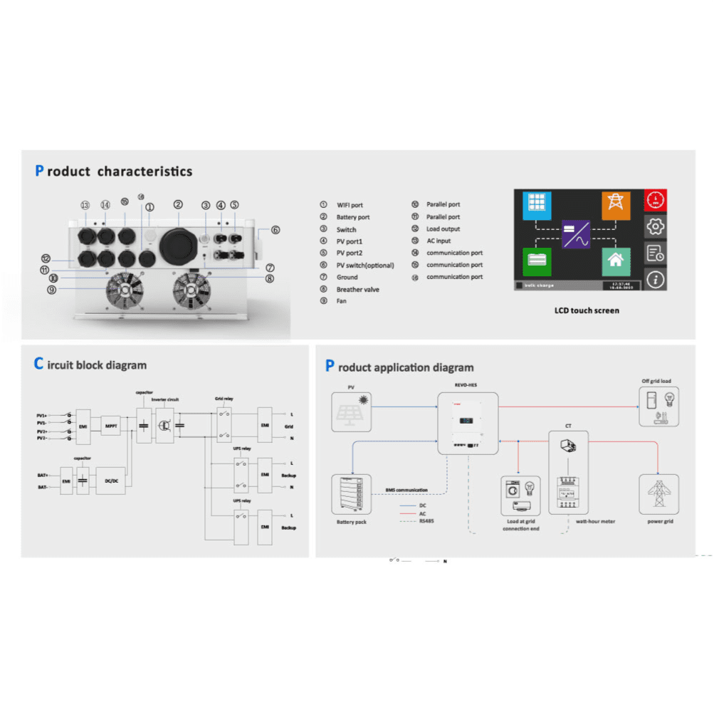 Revo HES Series Hybrid On & Off Grid Energy Soler Inverter 6-8KW