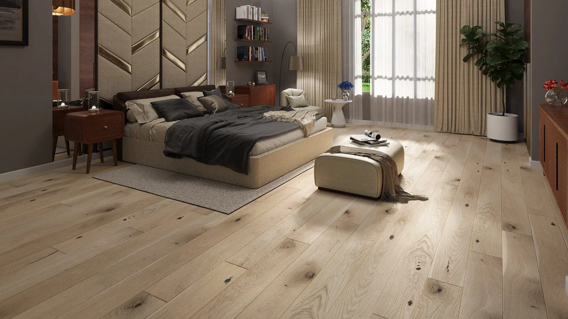PARQUET PREFINITI – Rovere 1 Strip – Crema – Verniciato Opaco – Spazzolato