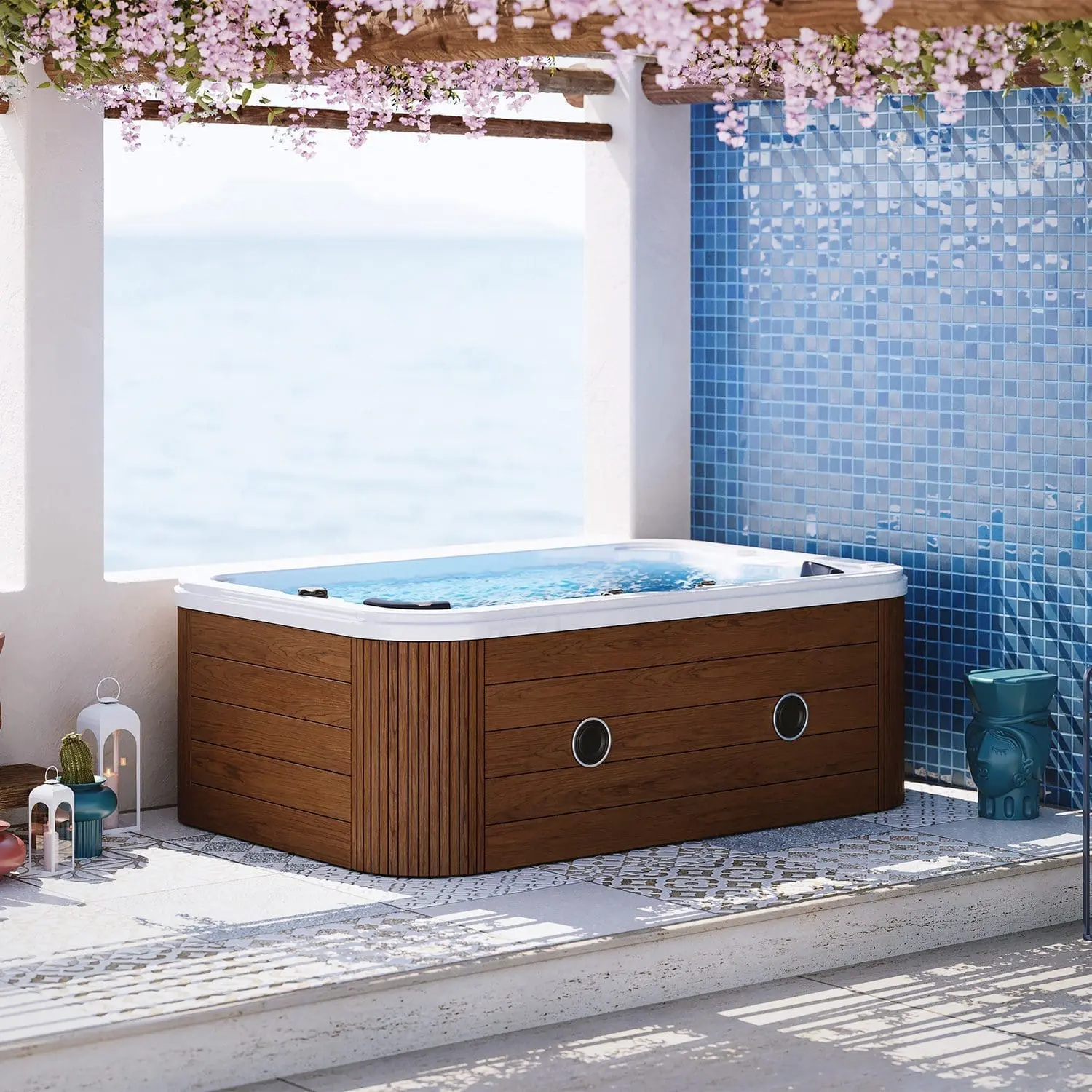 MARATEA – Minipiscina Idromassaggio Compatta e Versatile - Teak