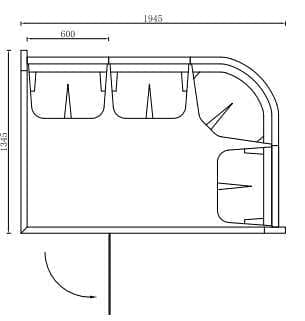 BAGNO TURCO 201ST-W4: 1345 x 1945 x 2100 mm