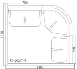 BAGNO TURCO 202ST-W: 1456 x 1346 x 2145 mm