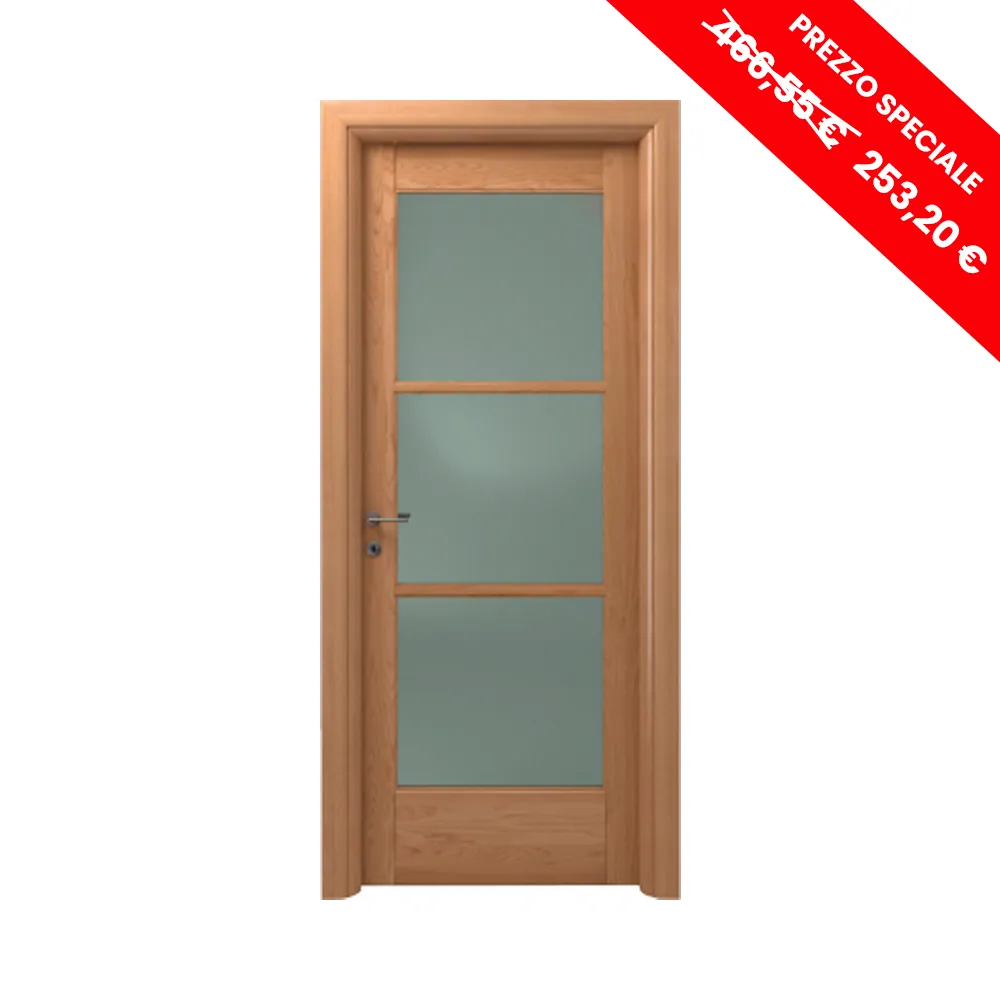 Porta Scorrevole Vega Legno Massello con Vetro-less