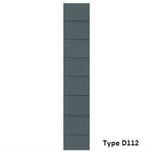 Pannello di rivestimento per blindo pantografati in legno a fibre parallele e m.d.f. idrofugo laccato, ideale per esterni
