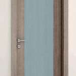 Porta Battente Laminato Grey con vetro