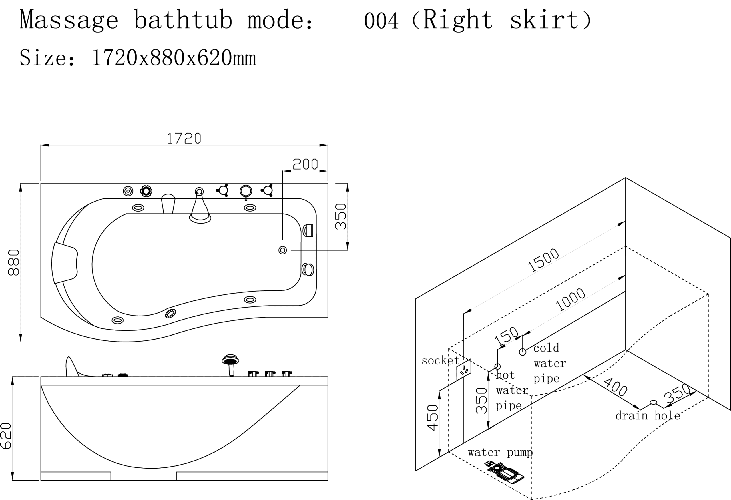 VASCA IDRO Varadero Sinistra 004 1720 x 820 x 620