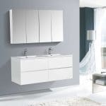 Mobile bagno Loira 1300 – disponibile in diversi colori – armadietto a specchio e colonna sospesa opzionale