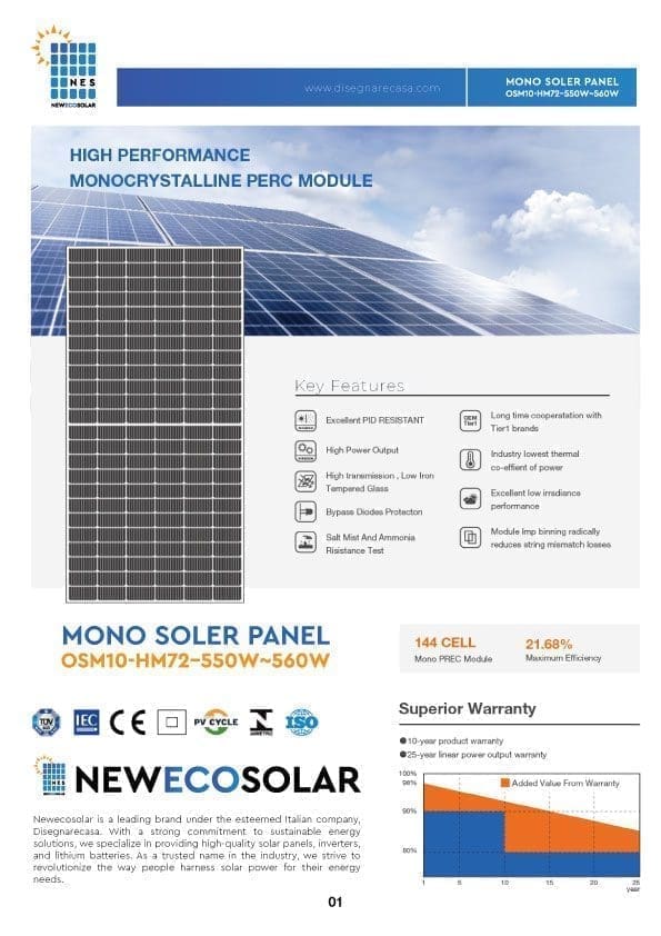 MONO SOLER PANEL-OSM10-HM72–550W~560W