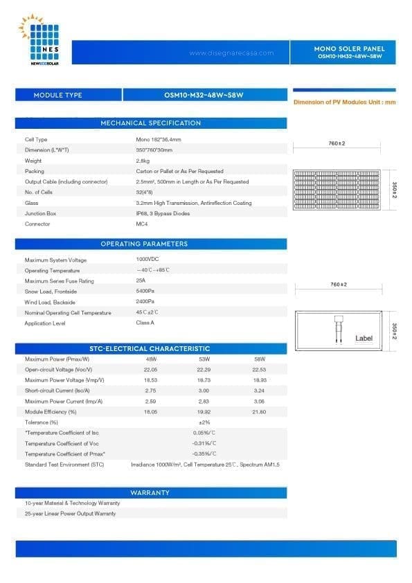 MONO-SOLER-PANEL-OSM10-M32-48W~58W