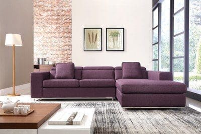 Divano componibile royal in tessuto viola con chaise longue