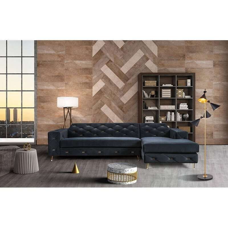 Sofà d’angolo del tessuto di progettazione di lusso della mobilia del salone di stile americano, Divano in tessuto design Chesterfield