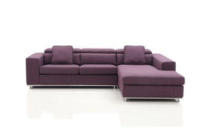 Divano componibile royal in tessuto viola con chaise longue