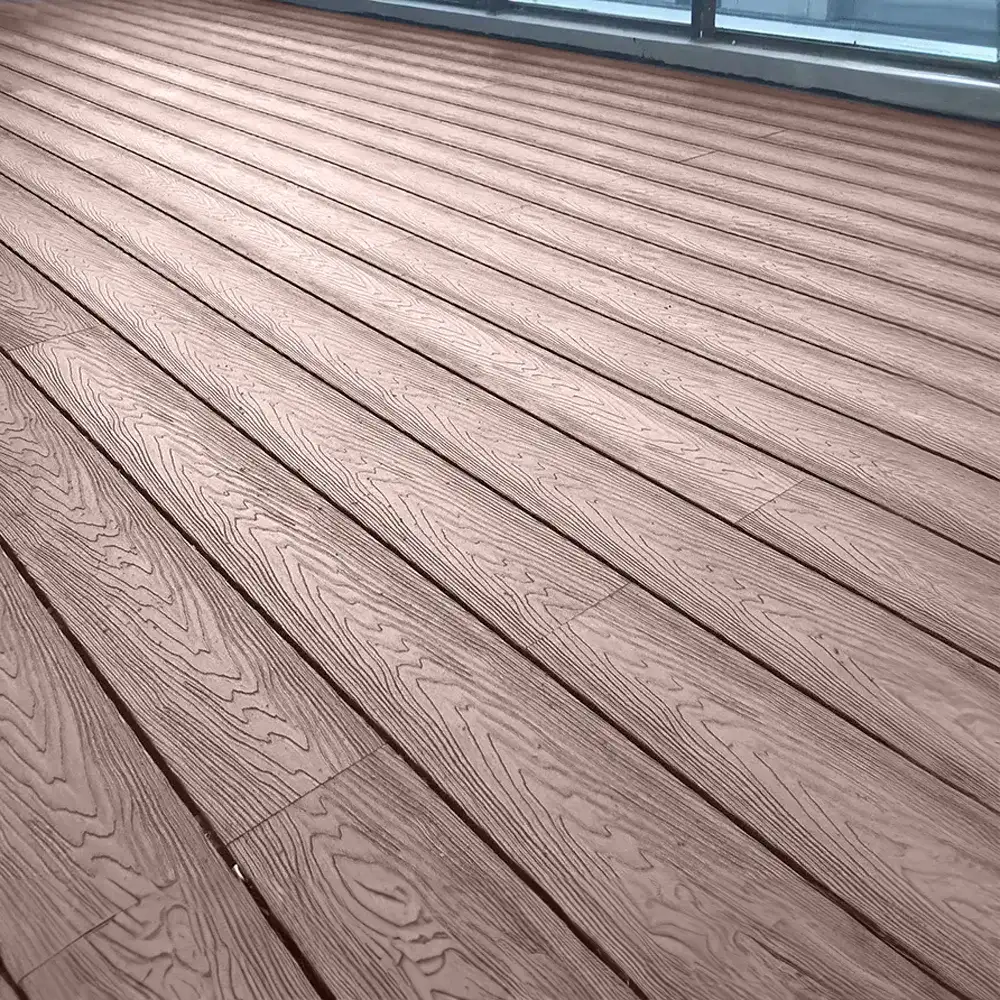 Pavimentazione in WPC Composito Solido con Venatura del Legno in Rilievo 3D, Impermeabile e Resistente alle Intemperie per Esterno