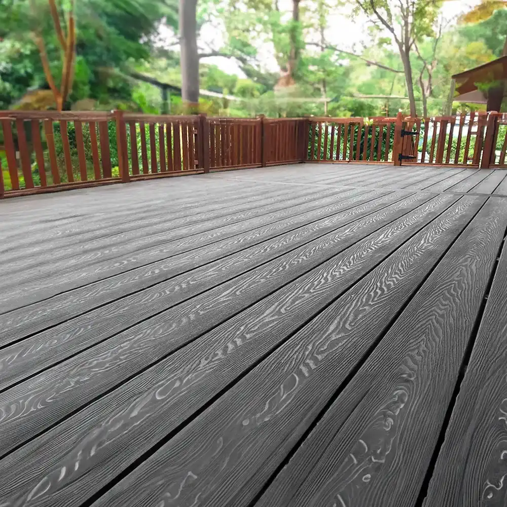 Pavimentazione WPC da Giardino e Terrazza con Venatura del Legno Profonda in Rilievo 3D, Decking Cavo