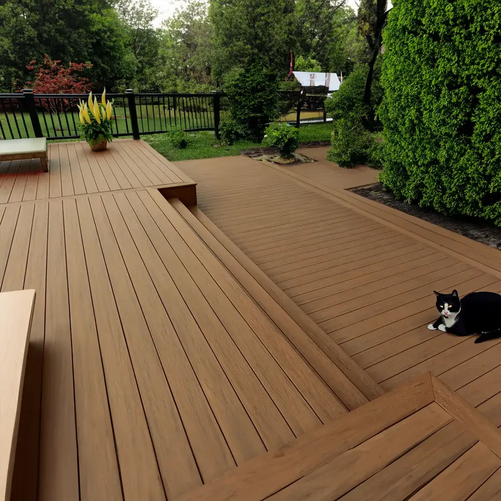 Pavimentazione per esterni in WPC coestruso con texture effetto legno