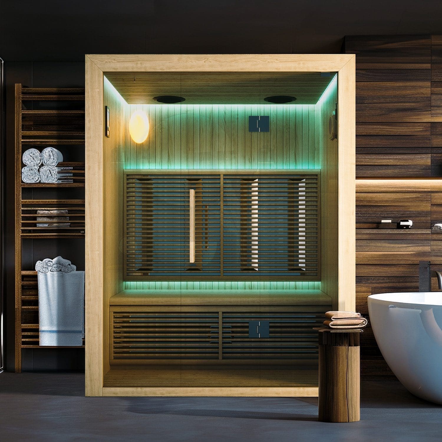 GENOVA – Sauna a Infrarossi con Design in Legno e Cristallo - 170x105x190 cm