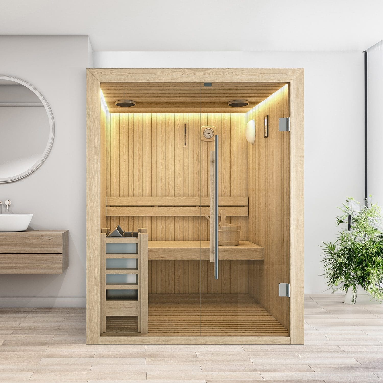 LEVANTO Sauna Finlandese – Benessere e Tecnologia Elegante - 120x120x190 cm