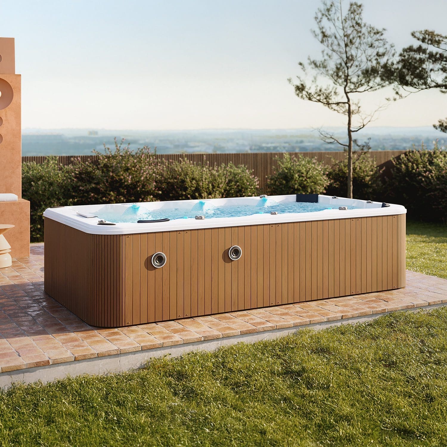 OTRANTO – Minipiscina Idromassaggio 8 Posti – Teak