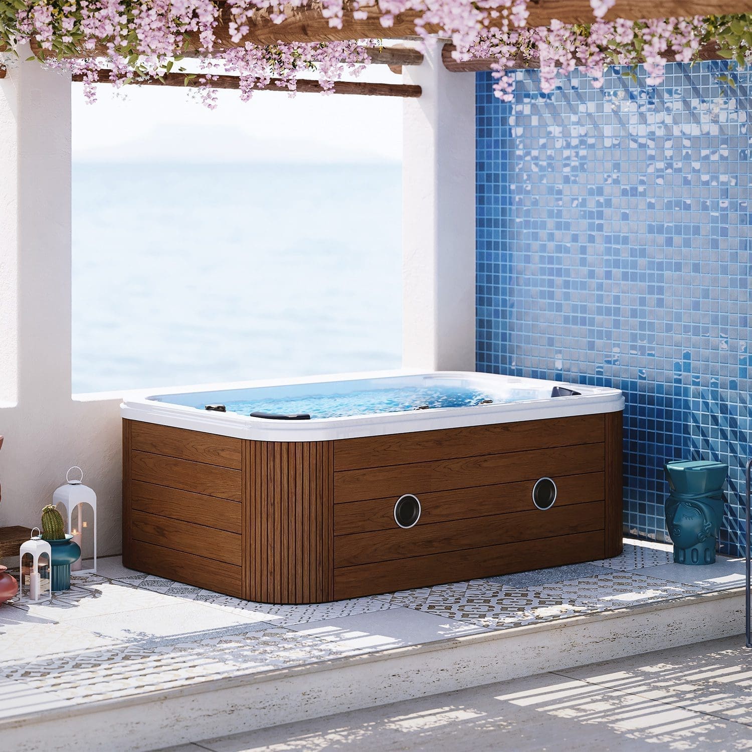 MARATEA – Minipiscina Idromassaggio Compatta e Versatile - Teak