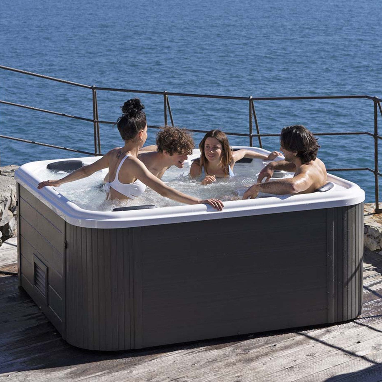 VIESTE – Minipiscina Compatta con Idromassaggio – Coffee