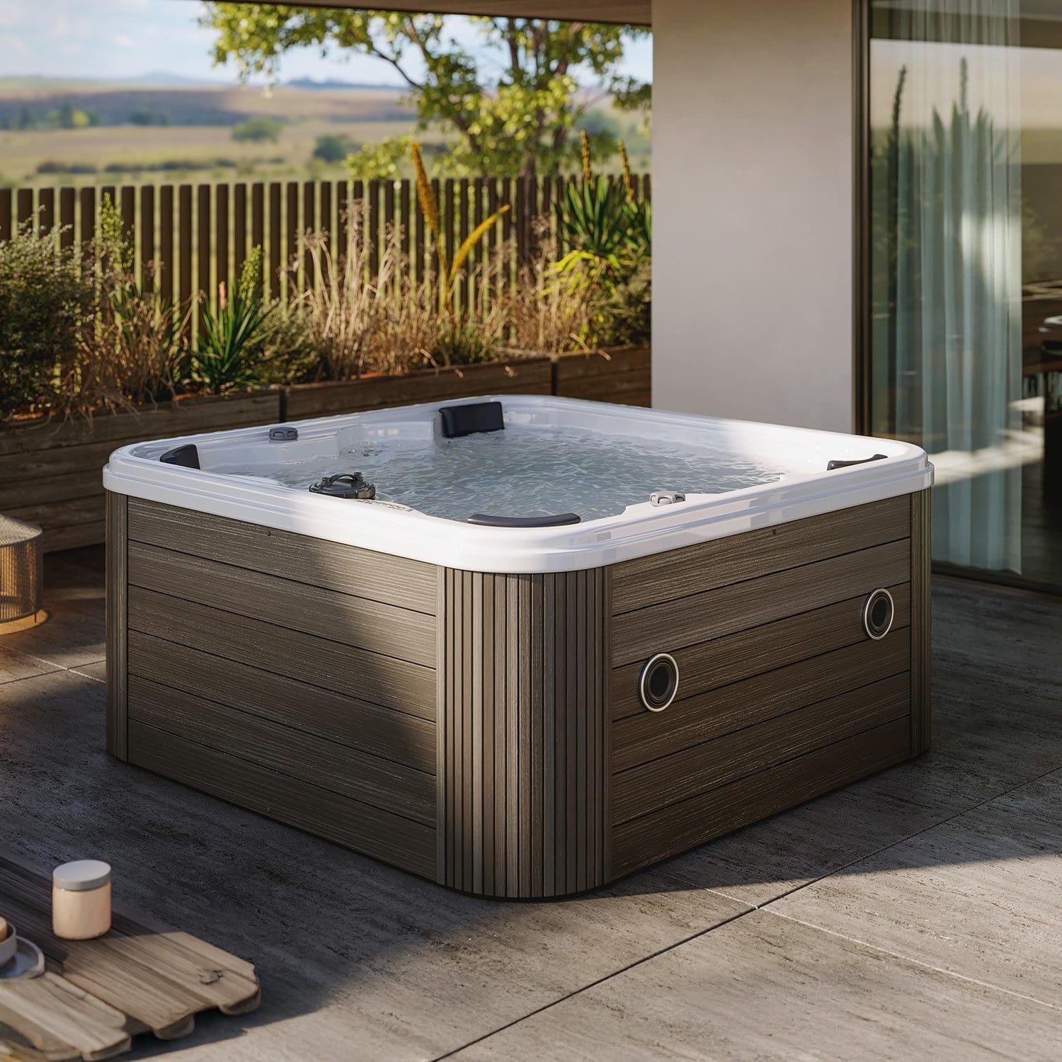 VIESTE - Minipiscina Compatta con Idromassaggio - Coffee