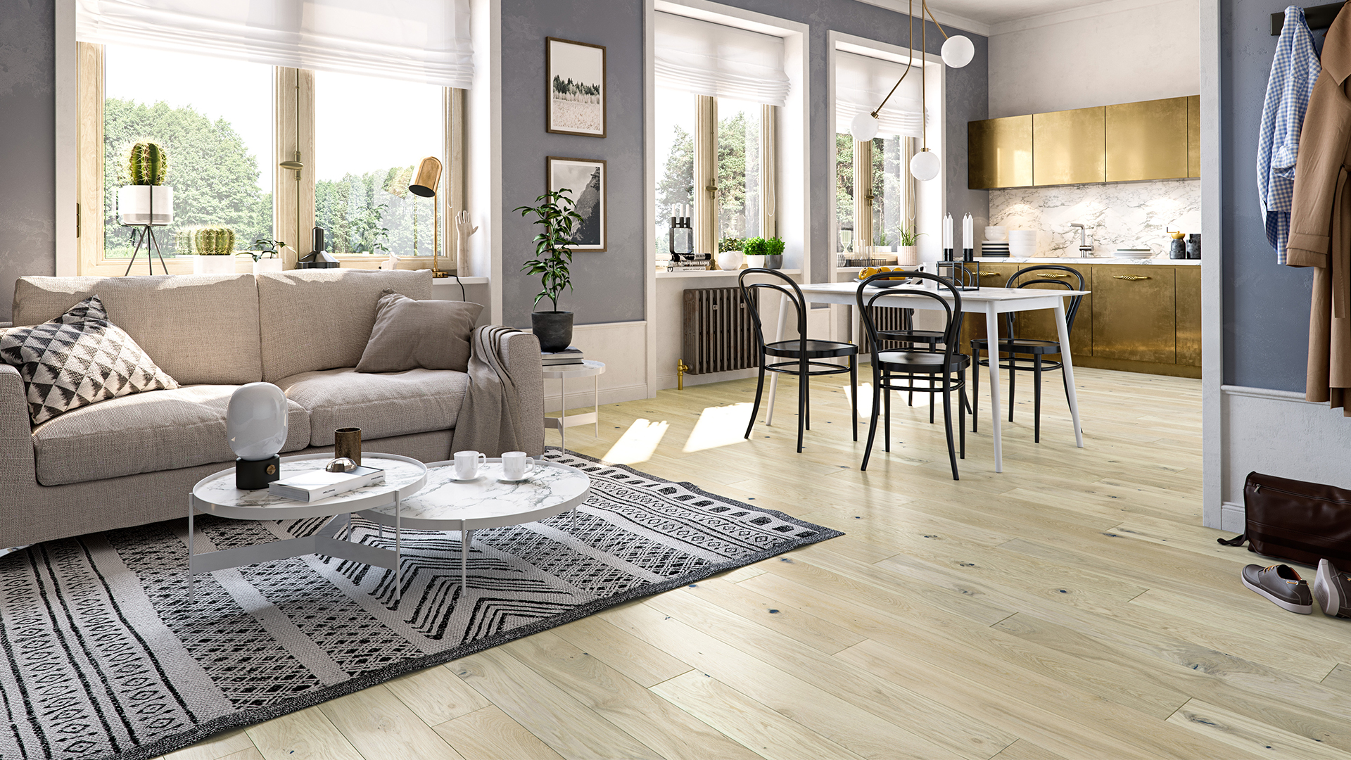 PARQUET PREFINITI – Rovere 1 Strip – Mont Blanc – Verniciato Opaco – Bianco